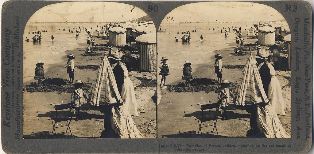 France - The paradise of French children playing on the sea-beach at Trouville,